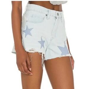 Blank NYC x free people-the barrow high rise vintage light Blue Star Jean Shorts